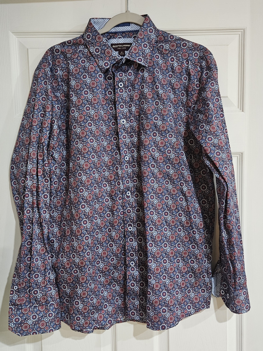 Johnston Murphy Button Down Shirt Men's M Multicolor Geometric Pattern